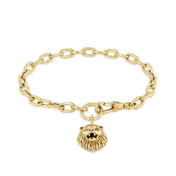bracelet gold-plated lion with chain - Lion Stuff